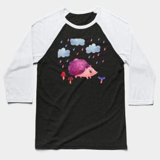 Cute Hedgohg Painting Hand Drawn Baseball T-Shirt